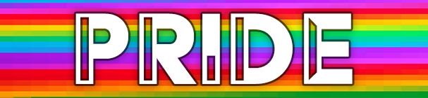 graphic with rainbow colours and text that reads PRIDE